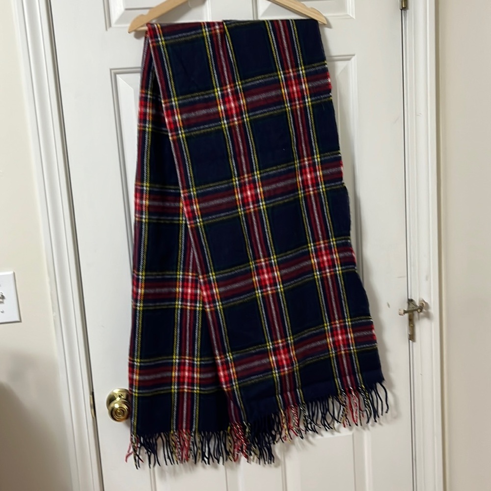 Large navy and red checkered scarf